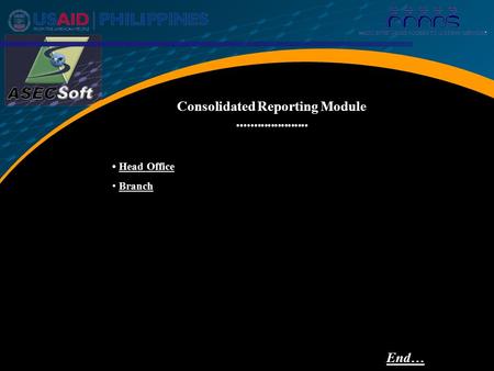 Head Office Branch Consolidated Reporting Module End…