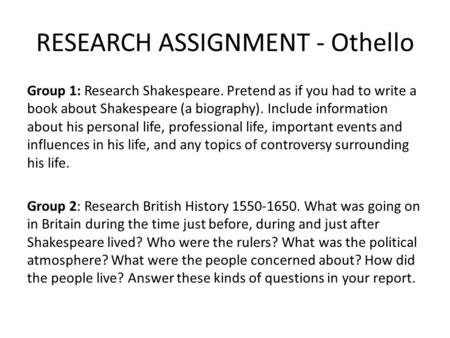 RESEARCH ASSIGNMENT - Othello