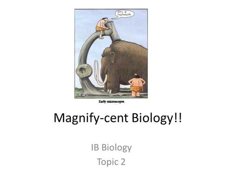 Magnify-cent Biology!! IB Biology Topic 2. Learning Outcomes Everyone should: Compare relative sizes of biological molecules, viruses, cells and bacteria.