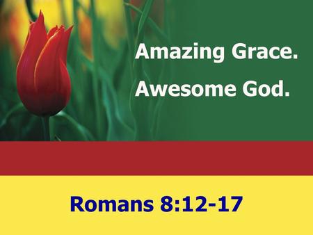 Amazing Grace. Awesome God. Romans 8:12-17. The Lord never changes, but he’s always doing new things …  A new pardon from the king (8:1)  A new friend.