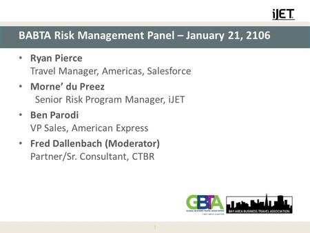 BABTA Risk Management Panel – January 21, 2106