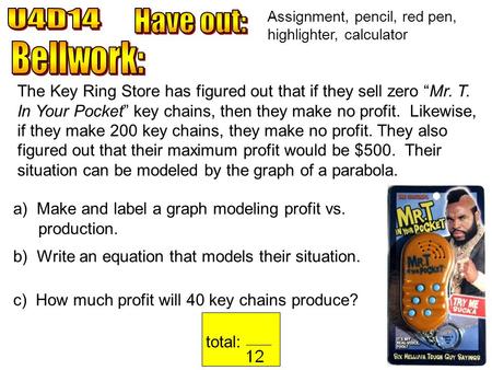 Assignment, pencil, red pen, highlighter, calculator The Key Ring Store has figured out that if they sell zero “Mr. T. In Your Pocket” key chains, then.