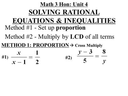 EQUATIONS & INEQUALITIES