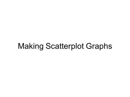 Making Scatterplot Graphs. A Scatterplot is a graph that compares two quantitative variables. Each pair of values (one from each category) is represented.