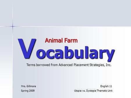 Vocabulary Animal Farm