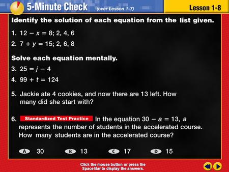 Transparency 8 Click the mouse button or press the Space Bar to display the answers.