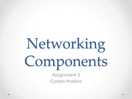 Networking Components Assignment 3 Corbin Watkins.