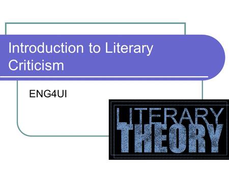 Introduction to Literary Criticism ENG4UI. Can you read this man’s mind?