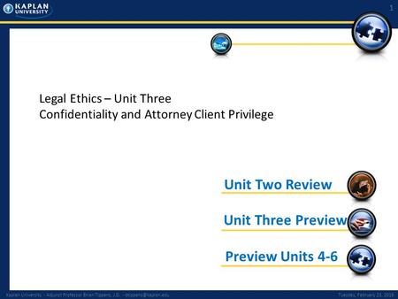 Kaplan University - Adjunct Professor Brian Tippens, J.D. - February 23, 2016 1 Preview Units 4-6 Unit Three Preview Unit Two.