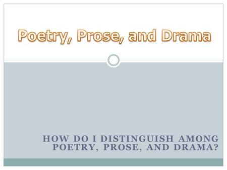 How do I distinguish among poetry, prose, and drama?