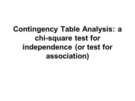 Contingency table analysis