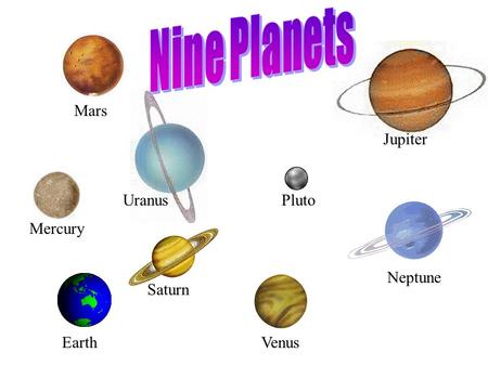 Neptune Jupiter Uranus Mars Mercury Pluto Earth Saturn Venus.