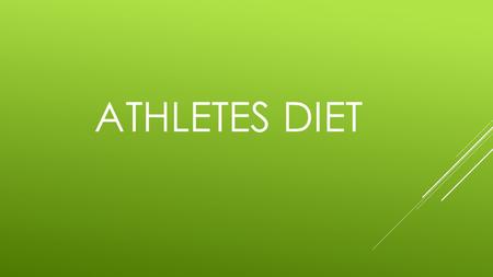 ATHLETES DIET. PRE COMPETITION DIET Eat a high complex carbohydrate meal everyday four to five days before the competition. Complex carbohydrates get.