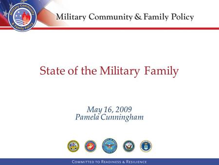 State of the Military Family May 16, 2009 Pamela Cunningham.