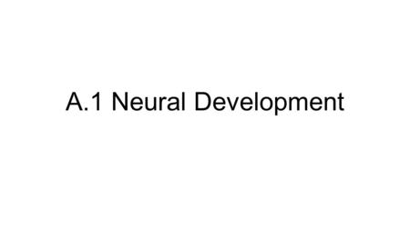 A.1 Neural Development.