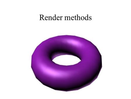 Render methods. Contents Levels of rendering Wireframe Plain shadow Gouraud Phong Comparison Gouraud-Phong.