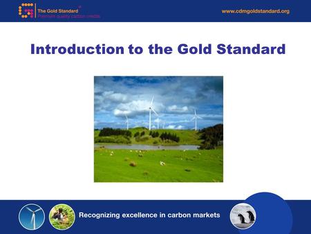 Introduction to the Gold Standard. Gold Standard in a Nutshell Who we are: a non-profit organization under Swiss law that operates a certification scheme.