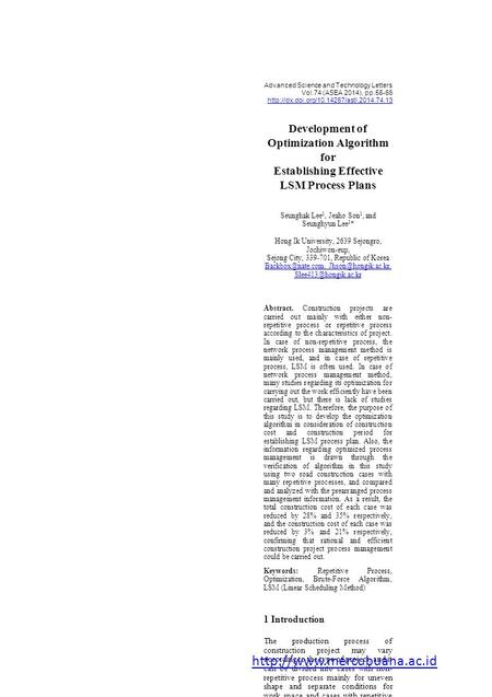 Advanced Science and Technology Letters Vol.74 (ASEA 2014), pp.58-66  Development of Optimization Algorithm for.