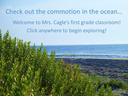 Check out the commotion in the ocean… Welcome to Mrs. Cagle’s first grade classroom! Click anywhere to begin exploring!