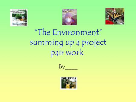 “The Environment” summing up a project pair work By____.