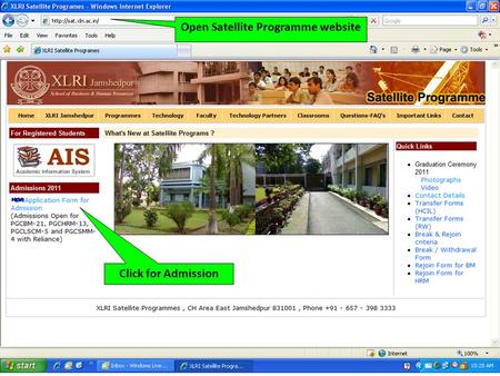 Click for Admission Open Satellite Programme website.