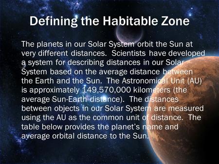 Defining the Habitable Zone