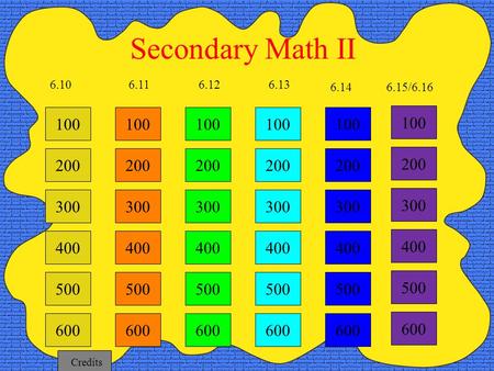 100 200 300 400 6.116.126.13 6.14 Secondary Math II 6.10 500 600 100 200 300 400 500 600 100 200 300 400 500 600 100 200 300 400 500 600 100 200 300 400.