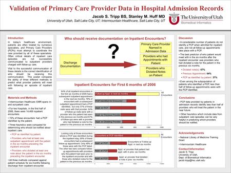 Discussion A considerable number of patients do not identify a PCP when admitted for inpatient care, and not all follow-up appointments take place with.