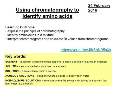 Using chromatography to identify amino acids