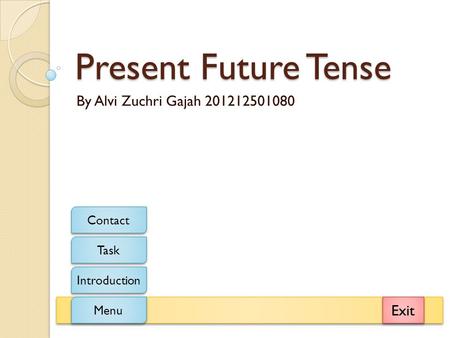 Present Future Tense By Alvi Zuchri Gajah 201212501080 Exit Menu Introduction Task Contact.