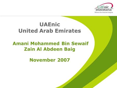 UAEnic United Arab Emirates Amani Mohammed Bin Sewaif Zain Al Abdeen Baig November 2007.