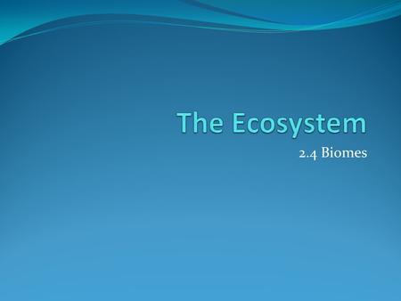 2.4 Biomes. Assessment Statements 2.4.1 Define the term biome 2.4.2 Explain the distribution, structure, and relative productivity of tropical rainforests,