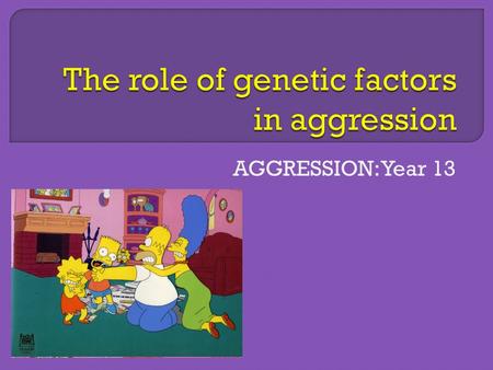 AGGRESSION: Year 13.  Genes are the ‘hand behind the scenes’... directing testosterone’s actions...