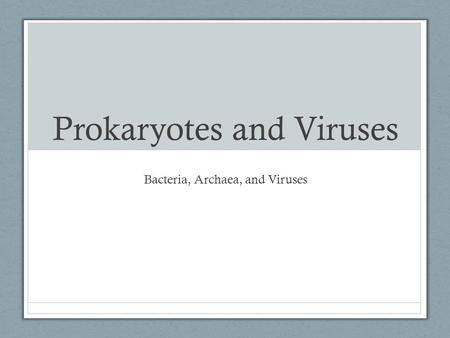 Prokaryotes and Viruses