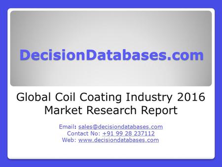 Global Coil Coating Industry 2016 Market Research Report