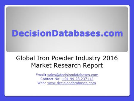 Global Iron Powder Industry 2016 Market Research Report