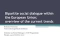 Bipartite social dialogue within the European Union: overview of the current trends Roberto Pedersini Università degli Studi di Milano Seminar on Social.