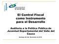 El Control Fiscal como Instrumento para el Desarrollo Santiago de Cali, Noviembre de 2010 Auditoria a la Política Pública de Juventud Departamental del.