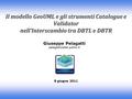 Giuseppe Pelagatti 8 giugno 2011 Il modello GeoUML e gli strumenti Catalogue e Validator nell’Interscambio tra DBTL e DBTR.