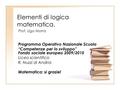 Elementi di logica matematica. Prof. Ugo Morra Programma Operativo Nazionale Scuola “Competenze per lo sviluppo” Fondo sociale europeo 2009/2010 Liceo.