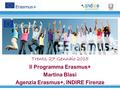 Trento, 27 Gennaio 2015 Il Programma Erasmus+ Martina Blasi Agenzia Erasmus+, INDIRE Firenze.