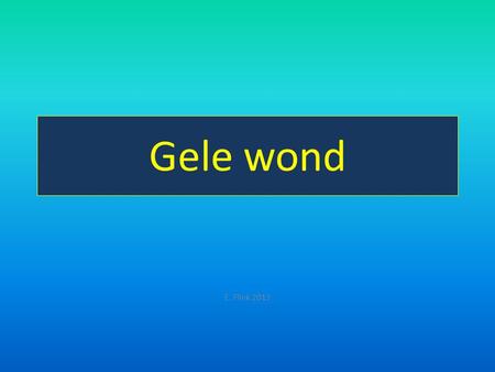 Gele wond E. Flink 2013. Gele wond Secundaire genezing door infectie. Wond is geel door pus van infectie.