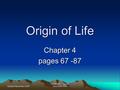 Updated November 2004 Created by C. Ippolito December 2001 Origin of Life Chapter 4 pages 67 -87.