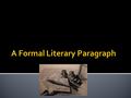  A FLP is an analytical paragraph that makes and supports an argument.  You will be given a topic to discuss.  Your task is to create an idea based.