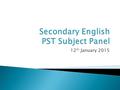 12 th January 2015.  More genuine consultation  Review our provision  Share best practice  Establish local area networks.