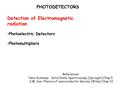 References Hans Kuzmany : Solid State Spectroscopy (Springer) Chap 5 S.M. Sze: Physics of semiconductor devices (Wiley) Chap 13 PHOTODETECTORS Detection.