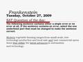 Frankenstein Tuesday, October 27, 2009 SAT Question of the day: The following sentence contains either a single error or no error at all. If the sentence.