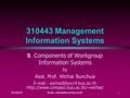 20 July 01  310443 Management Information Systems 9. Components of Workgroup Information Systems by Asst. Prof. Wichai Bunchua.