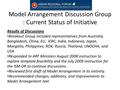 Model Arrangement Discussion Group : Current Status of Initiative Results of Discussions Breakout Group included representatives from Australia, Bangladesh,