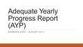 Adequate Yearly Progress Report (AYP) BARBARA SIMS – AUGUST 2013.